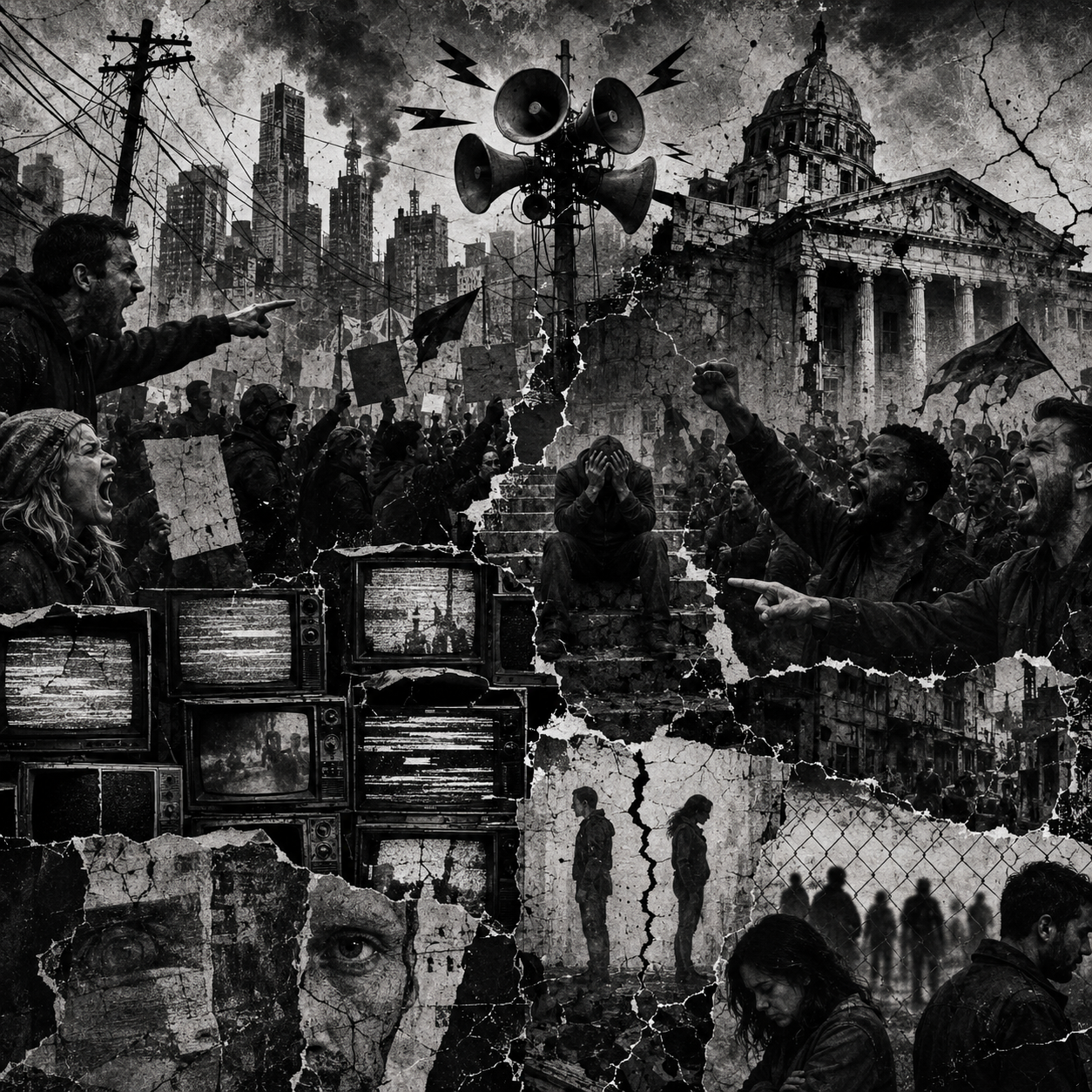 Damaged Nation media chaos signal visual